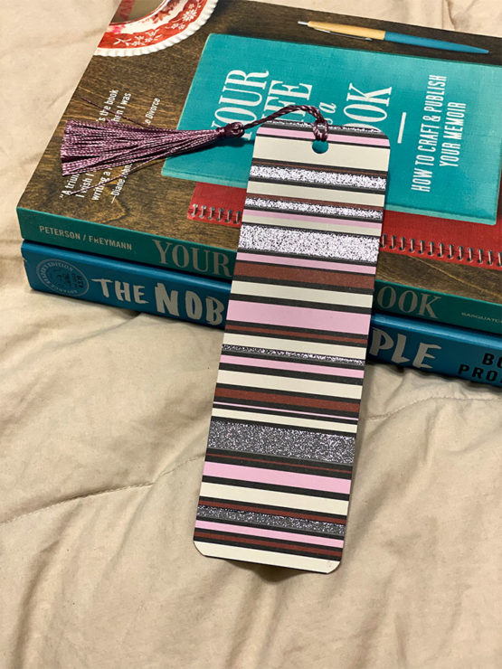 Paper craft horizontal stripes red bookmark
